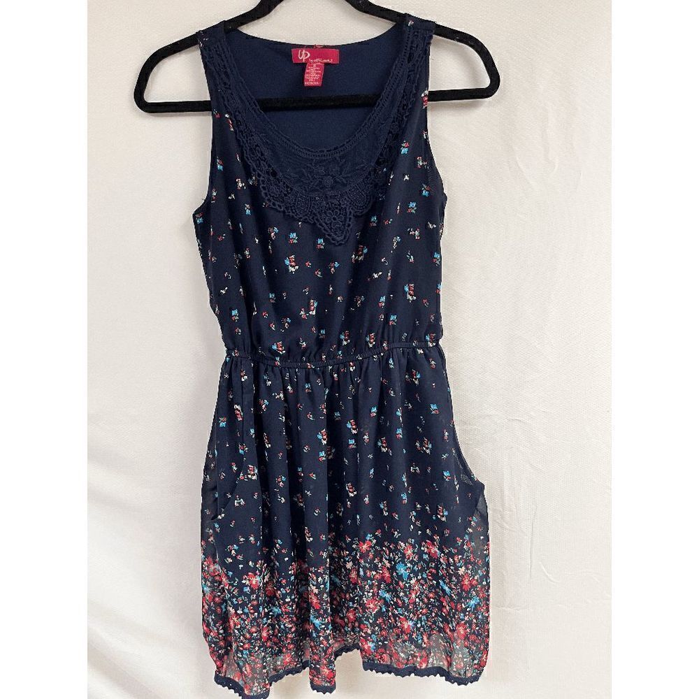Up by Ultra Pink Womens Navy Red Green Sleeveless Skater Dress Size Small